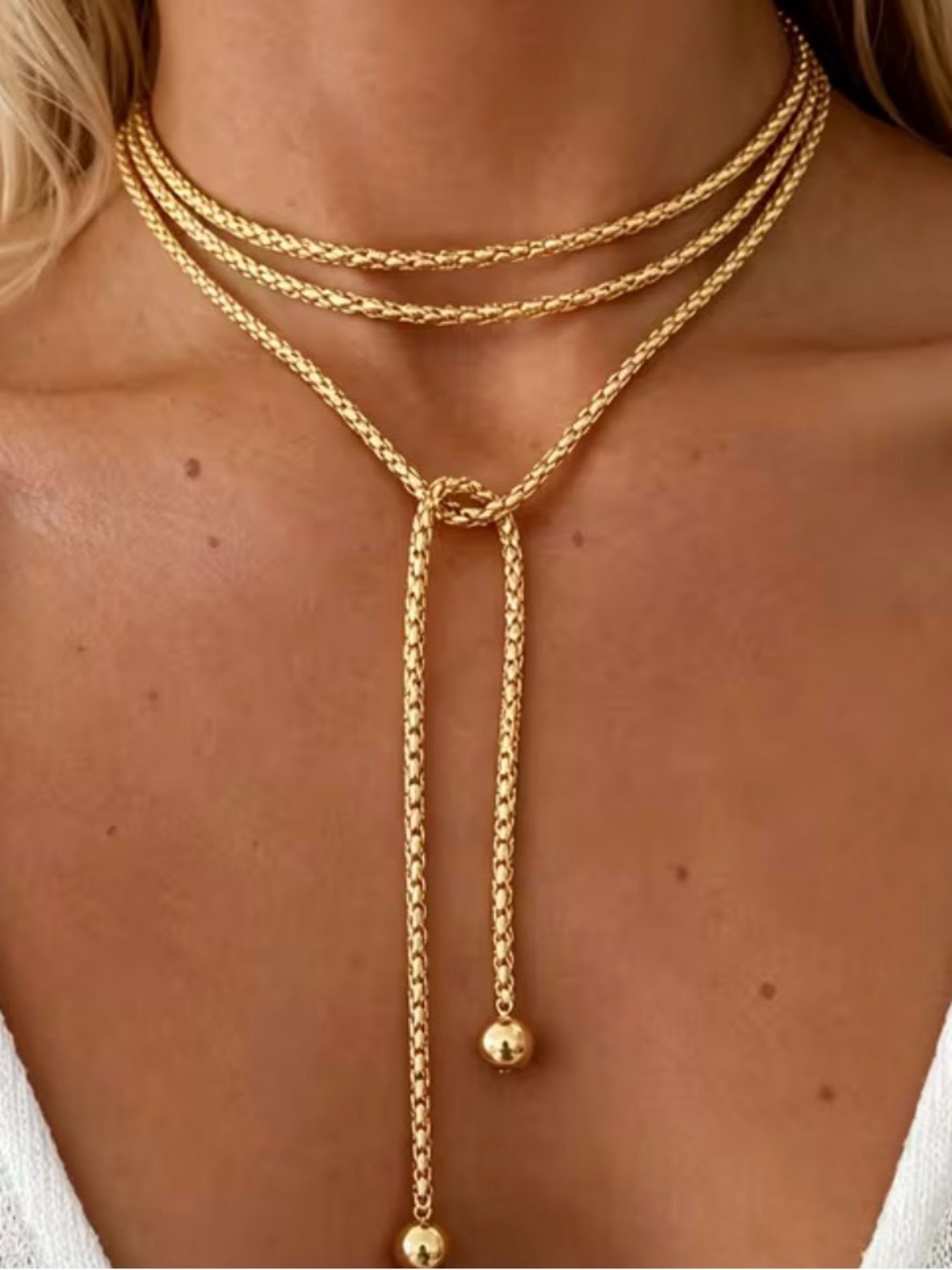 Gold Multi-Strand Lariat Necklace - Women Jewelry